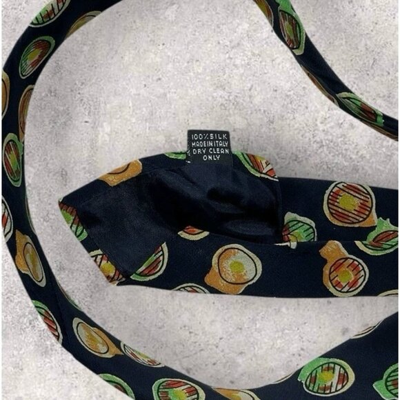 TRUSSARDI Silk Tie ITALY Navy Art W:4.1" EUC - Picture 3 of 5